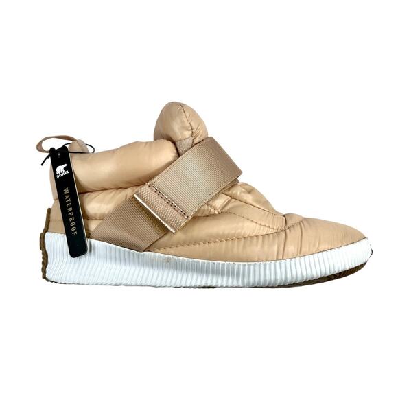 Sorel Size 8.5 Out N About Puffy Boot High Top Sneaker Waterproof Tan Blush NWT - Picture 1 of 13